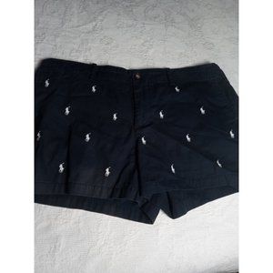 POLO RALPH LAUREN WOMENS SHORTS SZ 12 WHITE BLUE With LOGO -PONY- SUMMER